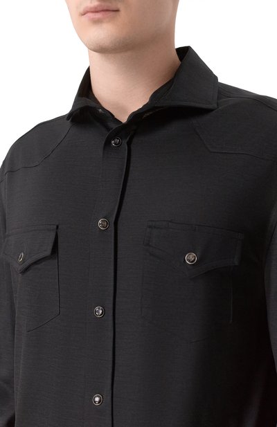 Шерстяная рубашка MARCO PESCAROLO черного цвета по цене 89950 руб., арт. RIB0T/53Y04, фото 5 Шерстяная рубашка MARCO PESCAROLO, арт. RIB0T/53Y04, фото 5