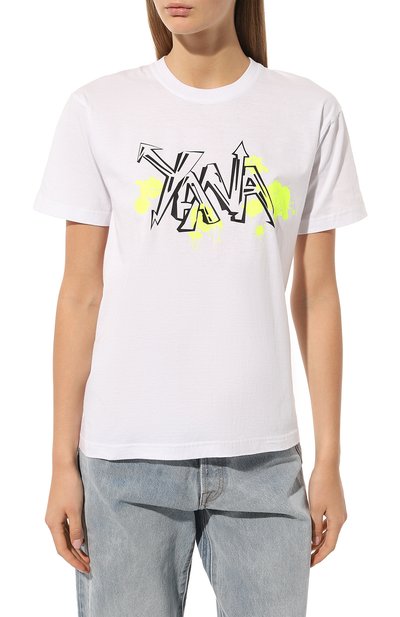 Хлопковая футболка YANA DRESS белого цвета по цене 24000 руб., арт. 1-17-016-105П, фото 3 Хлопковая футболка YANA DRESS, арт. 1-17-016-105П, фото 3