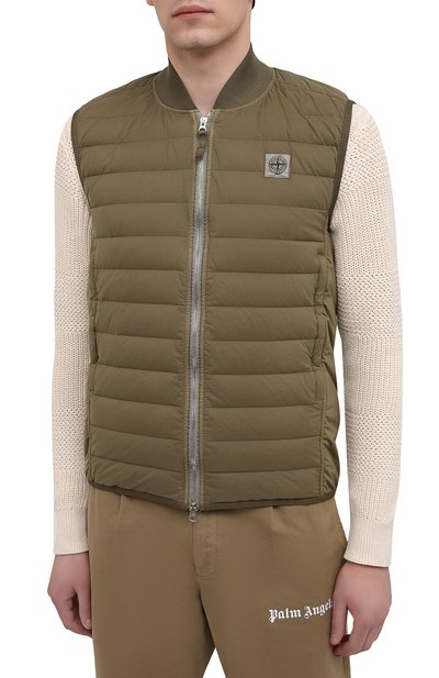 Пуховый жилет STONE ISLAND хаки цвета по цене 59950 руб., арт. 7415G0225, фото 3 Пуховый жилет STONE ISLAND, арт. 7415G0225, фото 3