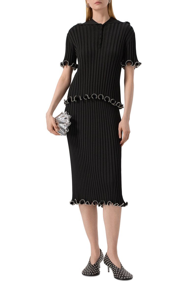 Женская юбка из вискозы JIL SANDER черного цвета, арт. J03MA0233-J18346 | Фото 2 (Автоматизация ТО: Проставлено; Длина Ж (юбки, платья, шорты): Миди; Автоматизация состава: Проставлено; Материал внешний: Вискоза; Женское Кросс-КТ: Юбка-карандаш; Кросс-КТ: Трикотаж; Стили: Кэжуэл)