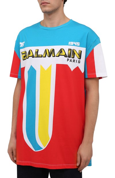 Хлопковая футболка BALMAIN разноцветного цвета по цене 54450 руб., арт. WH1EH000/G083, фото 3 Хлопковая футболка BALMAIN, арт. WH1EH000/G083, фото 3