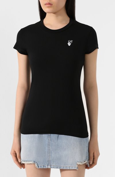 Хлопковая футболка OFF-WHITE черного цвета по цене 21250 руб., арт. 0WAA040T20JER0031001, фото 3 Хлопковая футболка OFF-WHITE, арт. 0WAA040T20JER0031001, фото 3