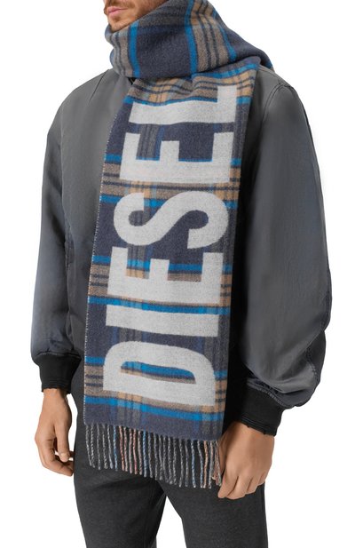 Шерстяной шарф DIESEL синего цвета по цене 14750 руб., арт. A19513/0DCCY, фото 2 Шерстяной шарф DIESEL, арт. A19513/0DCCY, фото 2