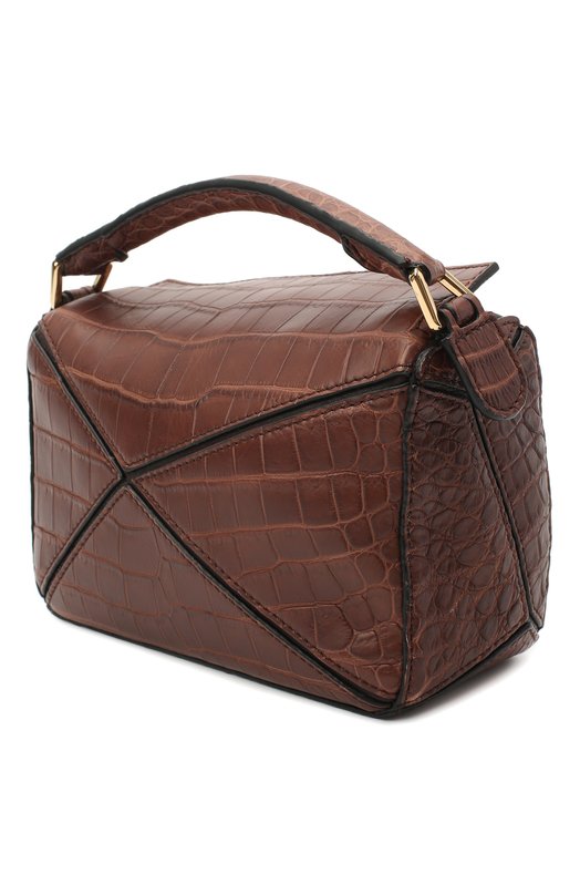 Сумка Puzzle mini из кожи крокодила Loewe Коричневый, фото 3