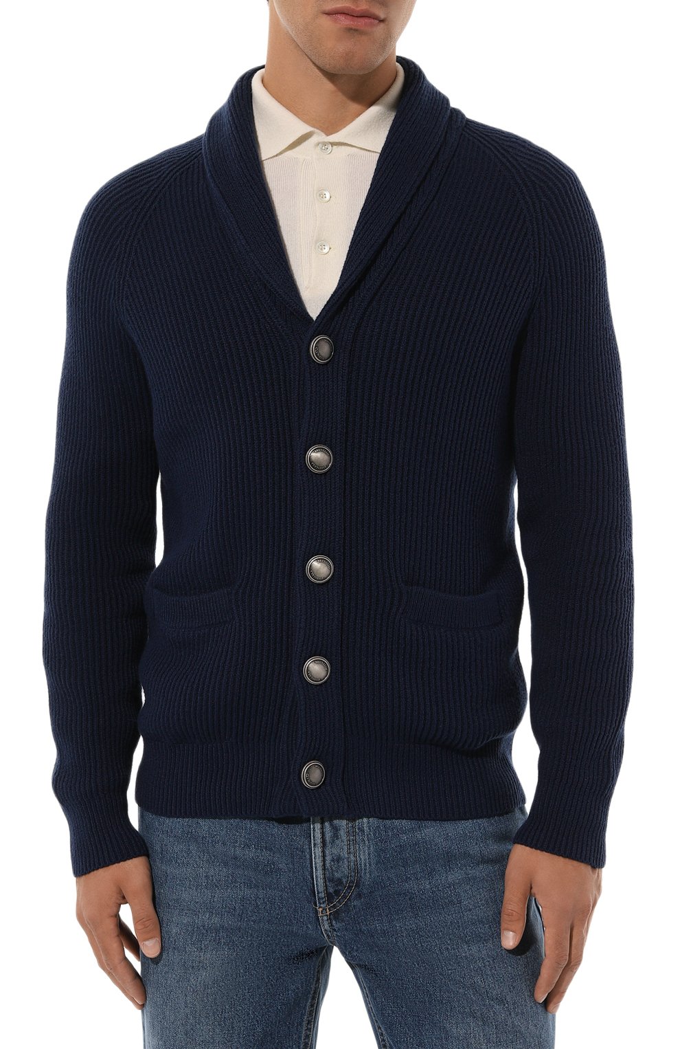 Хлопковый кардиган BRUNELLO CUCINELLI темно-синего цвета по цене 164000 руб., арт. M2W706006, фото 3 Хлопковый кардиган BRUNELLO CUCINELLI, арт. M2W706006, фото 3