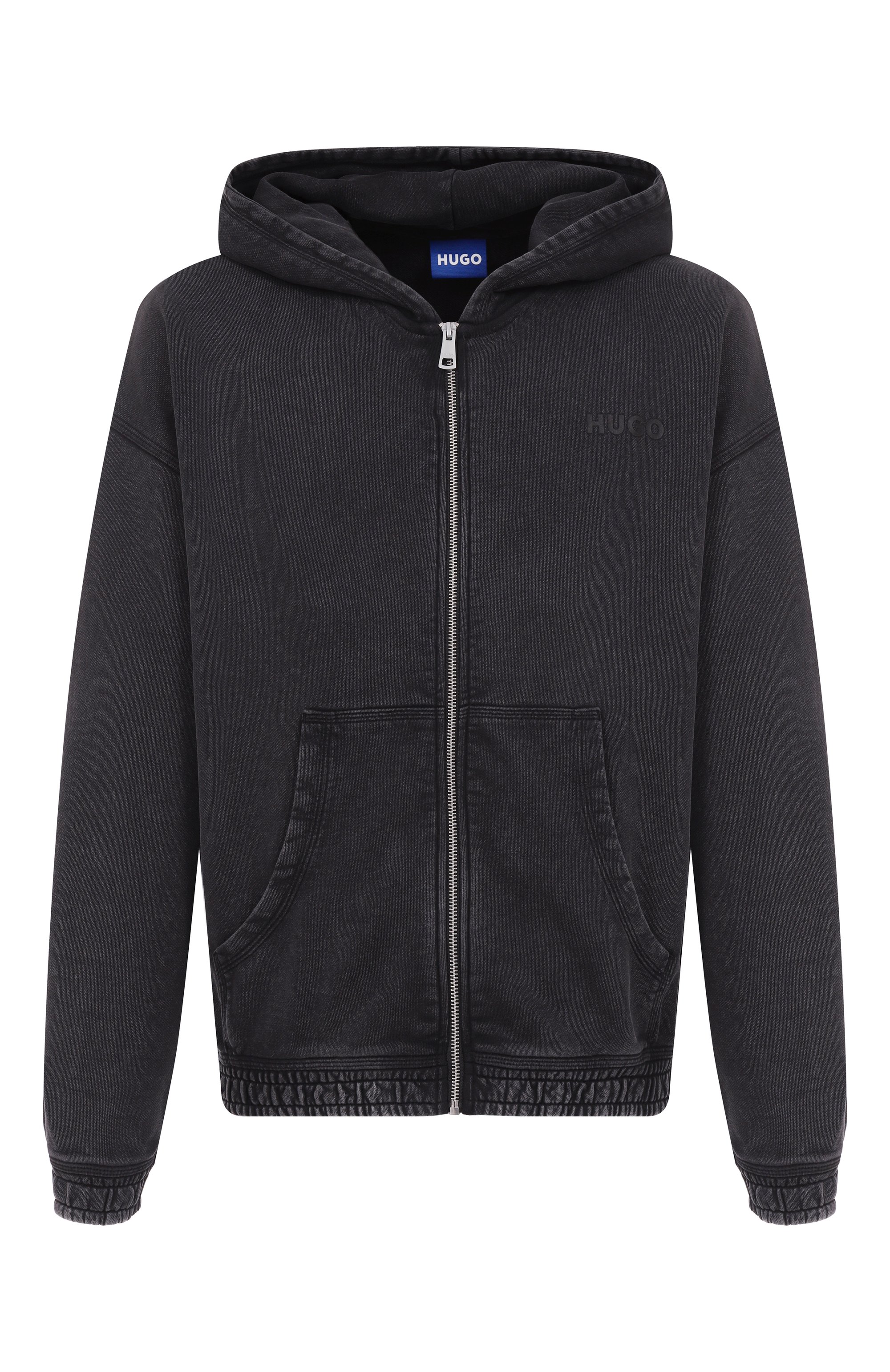 Хлопковая толстовка HUGO BLUE темно-серого цвета по цене 17950 руб., арт. 50542681, фото 1 Хлопковая толстовка HUGO BLUE, арт. 50542681, фото 1