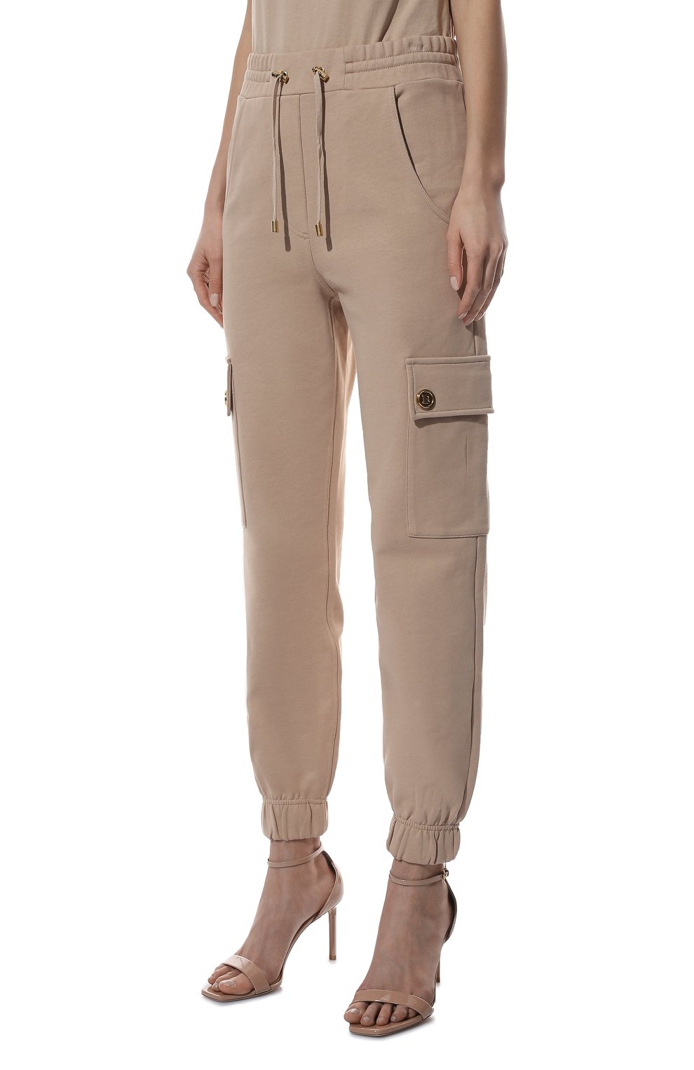 Хлопковые джоггеры BALMAIN бежевого цвета по цене 94750 руб., арт. XF10B055/JB13, фото 3 Хлопковые джоггеры BALMAIN, арт. XF10B055/JB13, фото 3