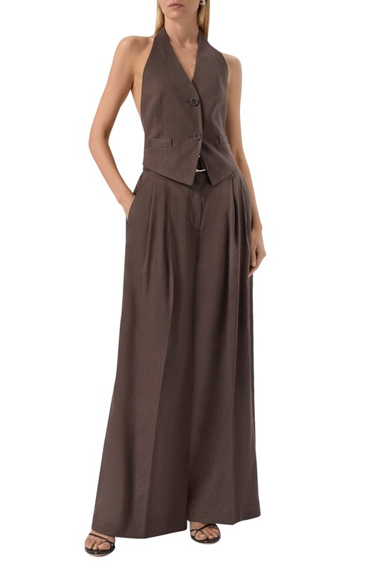 Жилет изо льна и вискозы Helmut Lang P05HW102 Коричневый  P05HW102 Фото 2