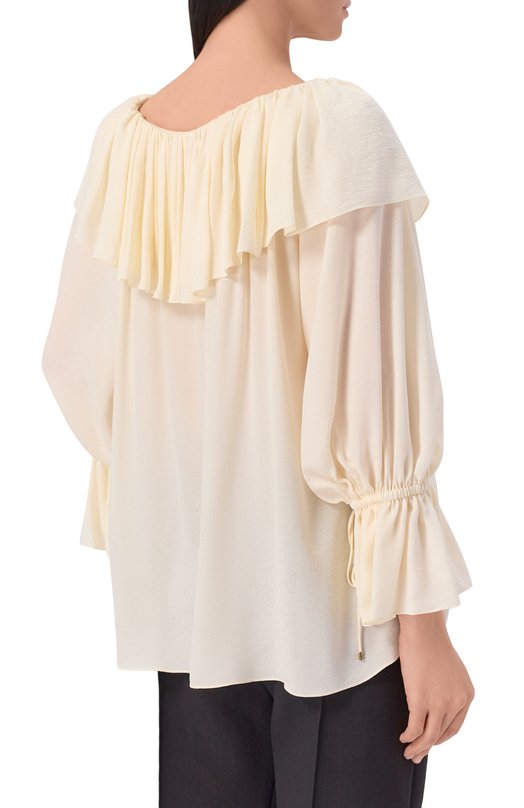 Шелковая блузка Chloé CH26UH101332 Кремовый  CH26UH101332 Фото 4