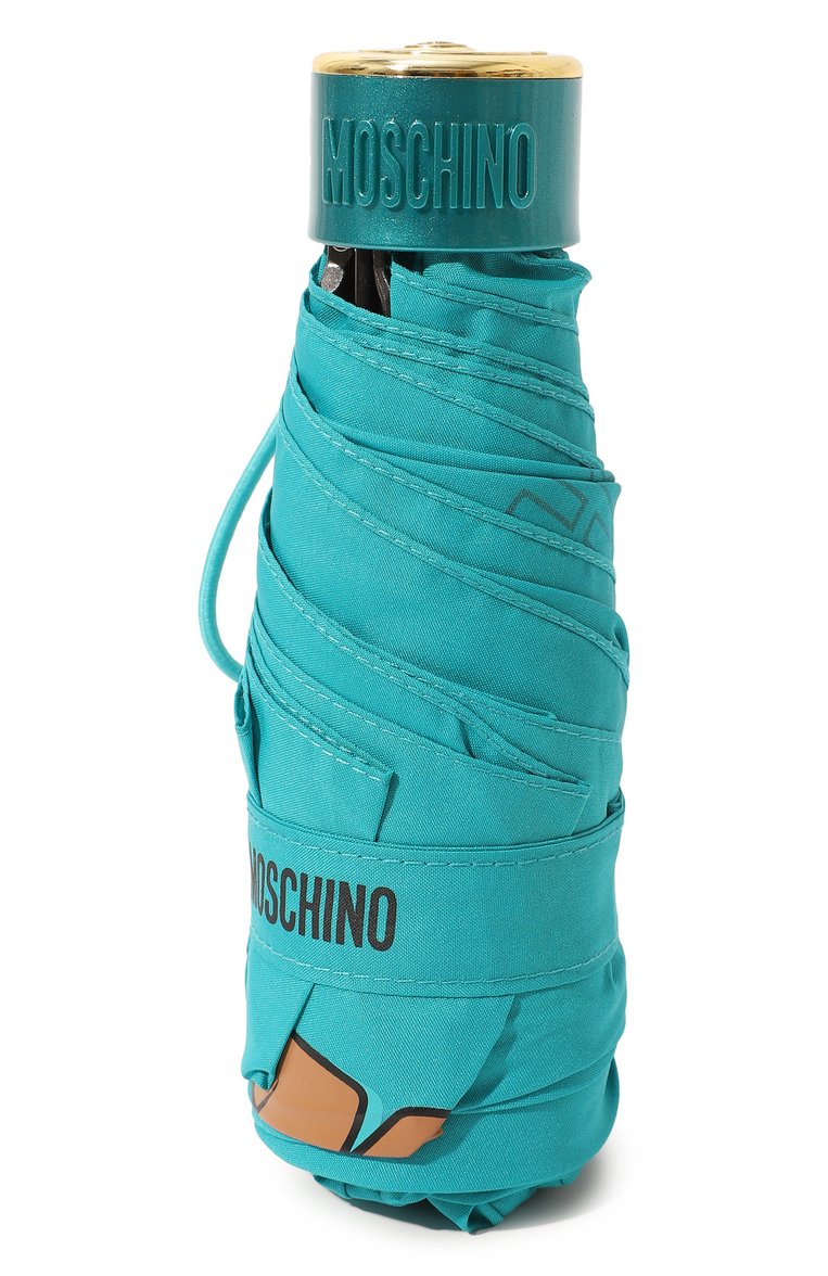 Женский складной зонт MOSCHINO бирюзового цвета, арт. 8351-SUPERMINI | Фото 4 (Материал: Синтетический материал, Металл, Текстиль; Нос: Не проставлено)