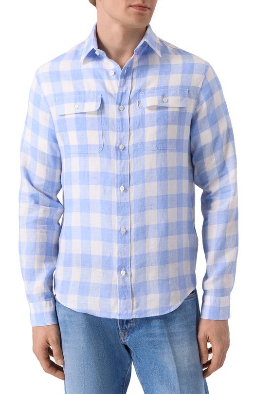 Льняная рубашка Paul&Shark 25413286 Голубой  25413286 Фото 3