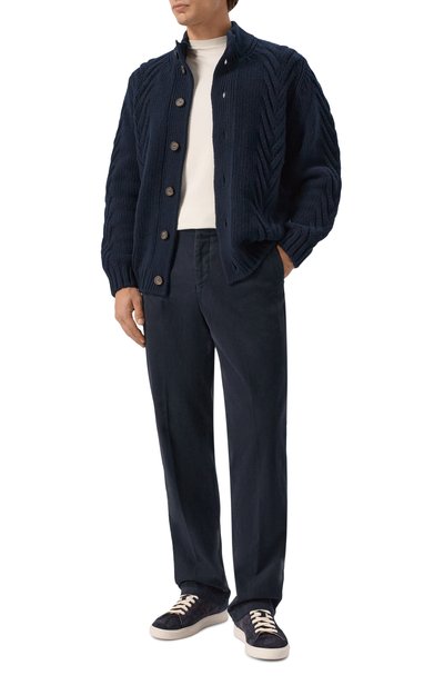 Хлопковые брюки KITON темно-синего цвета по цене 139500 руб., арт. UFPPERK0100L, фото 2 Хлопковые брюки KITON, арт. UFPPERK0100L, фото 2