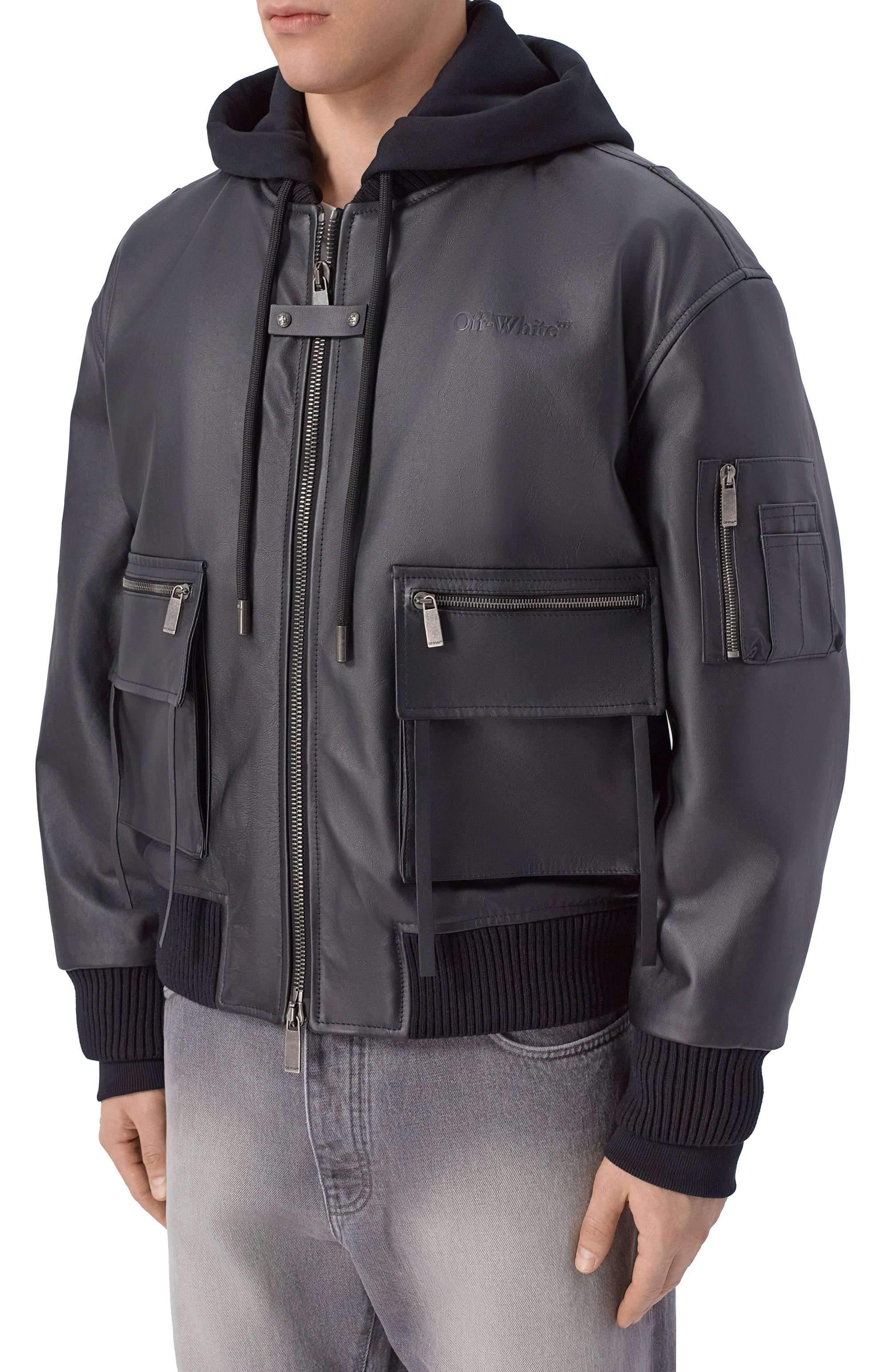 Кожаный бомбер OFF-WHITE, арт. 0MJA13SS26LEA001, фото 3