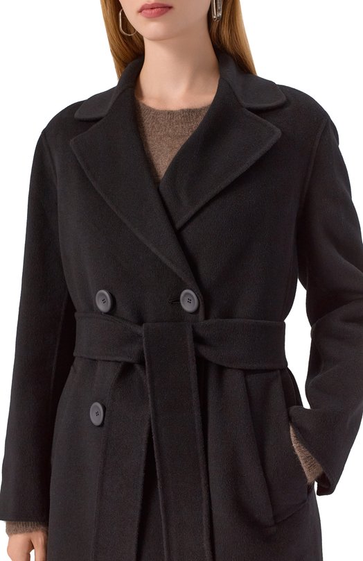 Пальто из кашемира и шерсти Max Mara Studio CANNETI Чёрный  CANNETI Фото 5