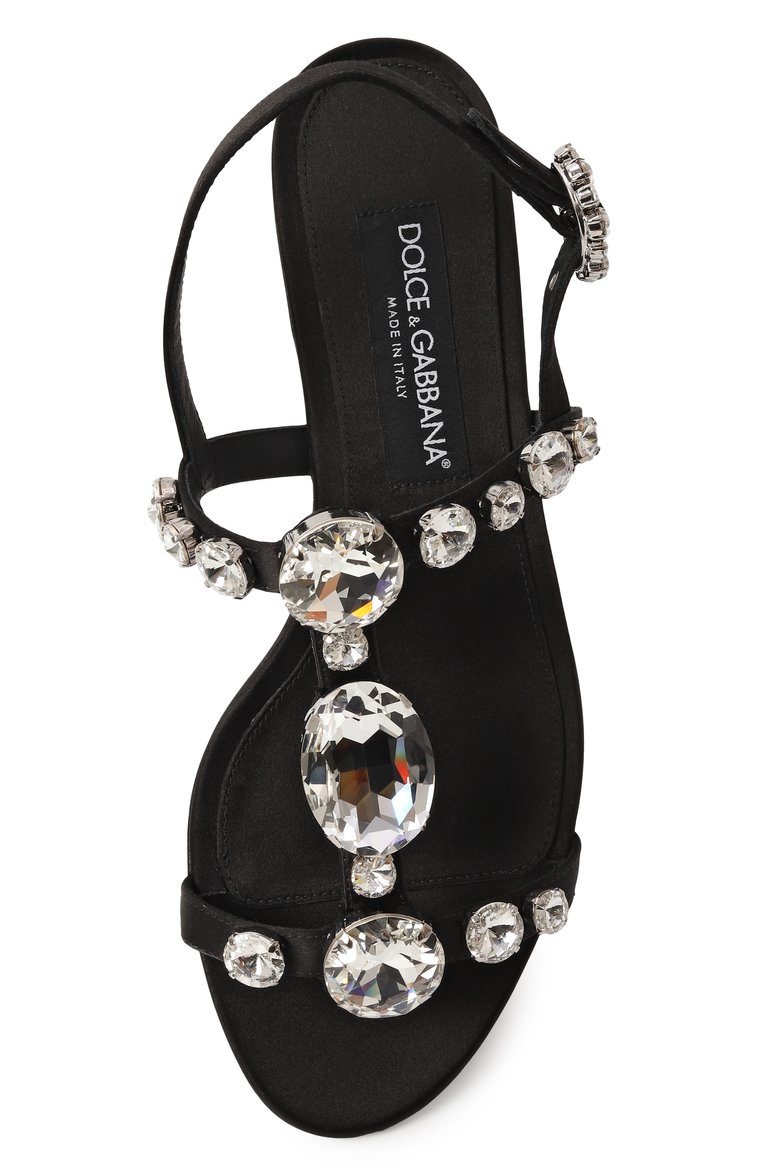 Женские текстильные сандалии bianca DOLCE & GABBANA черного цвета, арт. CQ0601/A9T43 | Фото 7 (Каблук высота: Низкий; Материал внутренний: Натуральная кожа; Подошва: Плоская; Драгоценные камни: Проставлено; Материал внешний: Текстиль; Материал сплава: Проставлено)