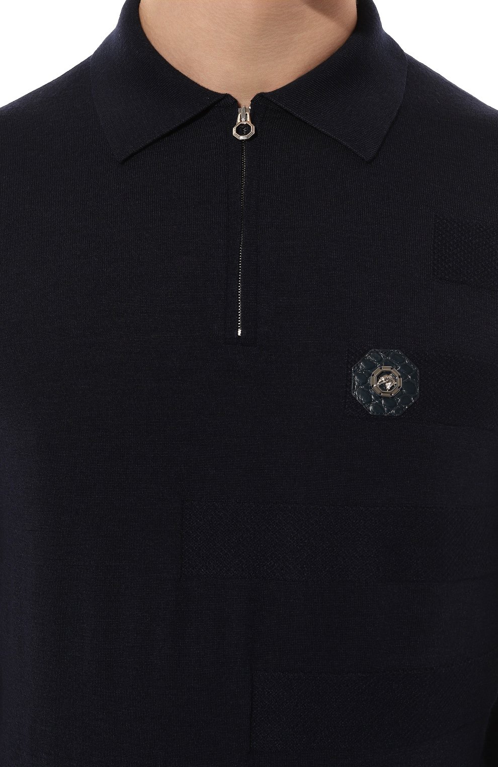 Шерстяное поло с отделкой из кожи аллигатора STEFANO RICCI, арт. KE06000AZ1/E23301/ALMIS, фото 5