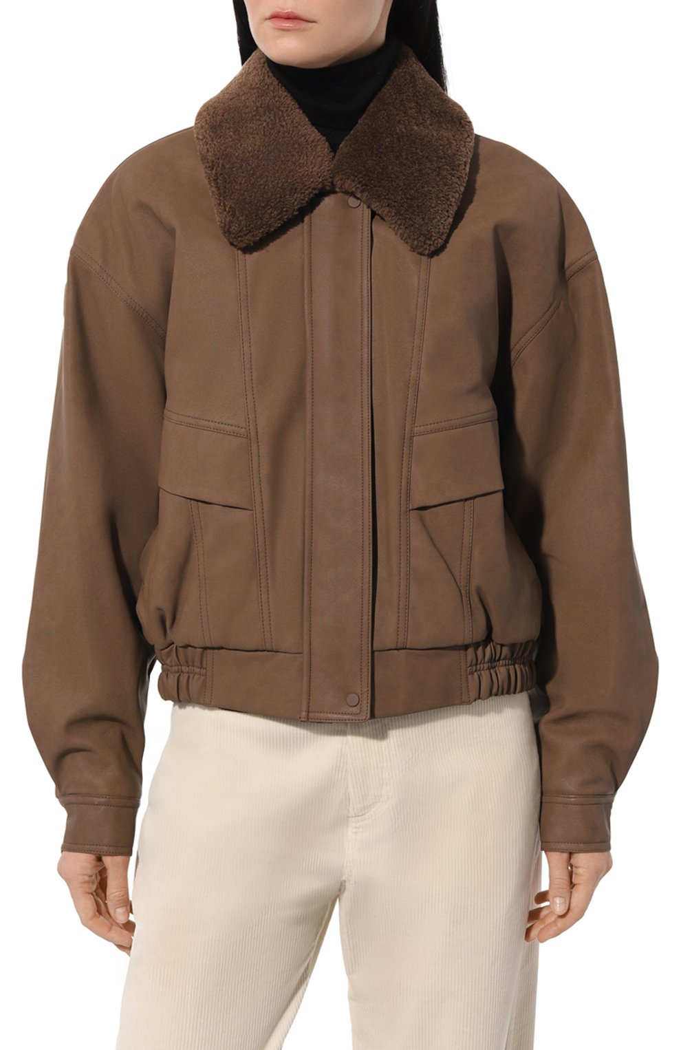 Бомбер из экокожи LOW CLASSIC коричневого цвета по цене 89950 руб., арт. L0W23WM_LT020_BR, фото 3 Бомбер из экокожи LOW CLASSIC, арт. L0W23WM_LT020_BR, фото 3