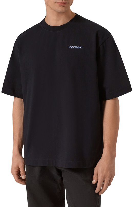 Хлопковая футболка Off-White 0MAA120S25JER00G Чёрный  0MAA120S25JER00G Фото 3