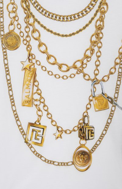 Хлопковая футболка BALMAIN белого цвета по цене 22800 руб., арт. BX8C41, фото 3 Хлопковая футболка BALMAIN, арт. BX8C41, фото 3