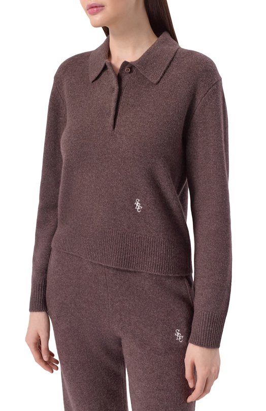 Поло из кашемира и шерсти Sporty and Rich WS07466302BR27 Коричневый  WS07466302BR27 Фото 3