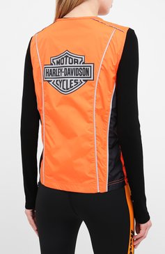 Женский жилет genuine motorclothes HARLEY-DAVIDSON оранжевого цвета, арт. 98289-14VW | Фото 4 (Кросс-КТ: Куртка; Материал внешний: Синтетический материал; Материал сплава: Проставлено; Материал подклада: Синтетический материал; Женское Кросс-КТ: Верхняя одежда; Драгоценные камни: Проставлено; Длина (верхняя одежда): Короткие)