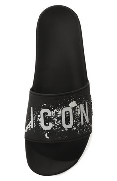 Мужские шлепанцы icon DSQUARED2 черного цвета, арт. FFM0023 17205573 | Фото 6 (Материал внешний: Экокожа; Материал сплава: Проставлено; Нос: Не проставлено)