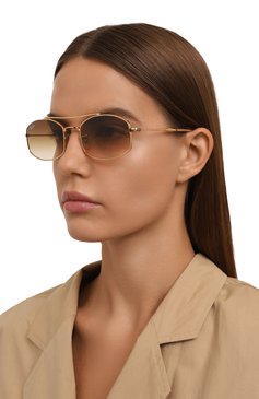 Женские солнцезащитные очки RAY-BAN коричневого цвета, арт. 3719-001/51 | Фото 2 (Нос: Не проставлено; Региональные ограничения белый список (Axapta Mercury): Не проставлено; Кросс-КТ: С/з-унисекс; Тип очков: С/з; Материал: Металл; Оптика Гендер: оптика-унисекс; Очки форма: Прямоугольные)