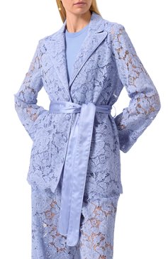 Женский жакет DOLCE & GABBANA голубого цвета, арт. F5R56T/HLM7L | Фото 3 (Материал сплава: Проставлено; Материал внешний: Вискоза, Хлопок; Женское Кросс-КТ: Блуза-одежда; Длина (для топов): Удлиненные; Рукава: Длинные; Принт: Без принта; Драгоценные камни: Проставлено; Стили: Романтичный; Кросс-КТ: костюм)