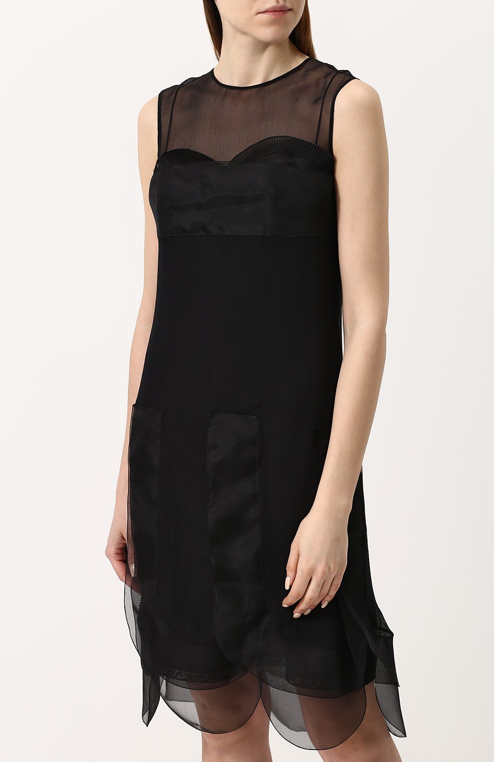 Однотонное мини-платье с фестонами и круглым вырезом PRADA, арт. P35Y6-1QC1-F0806, фото 3