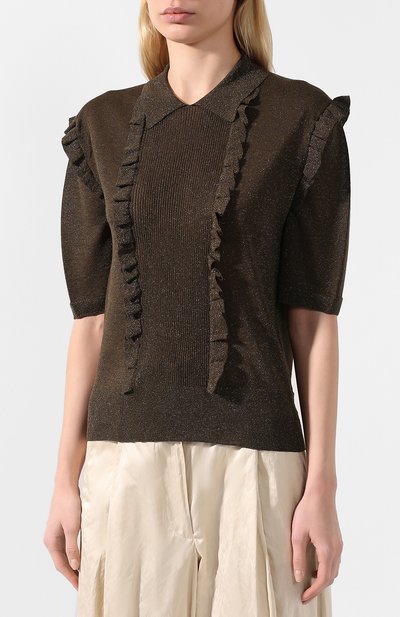 Пуловер из вискозы DRIES VAN NOTEN хаки цвета по цене 45200 руб., арт. 201-11219-9700, фото 3 Пуловер из вискозы DRIES VAN NOTEN, арт. 201-11219-9700, фото 3