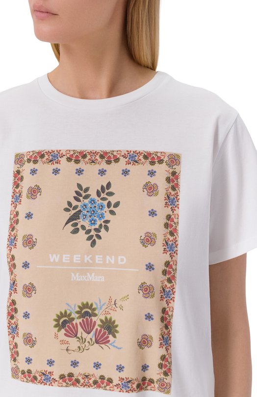 Хлопковая футболка Weekend Max Mara WKDPANTERA Белый  WKDPANTERA Фото 5
