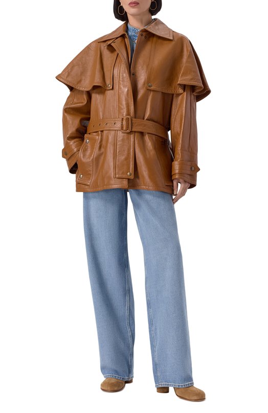 Кожаная куртка Chloé CHC24WCM20202 Коричневый  CHC24WCM20202 Фото 2