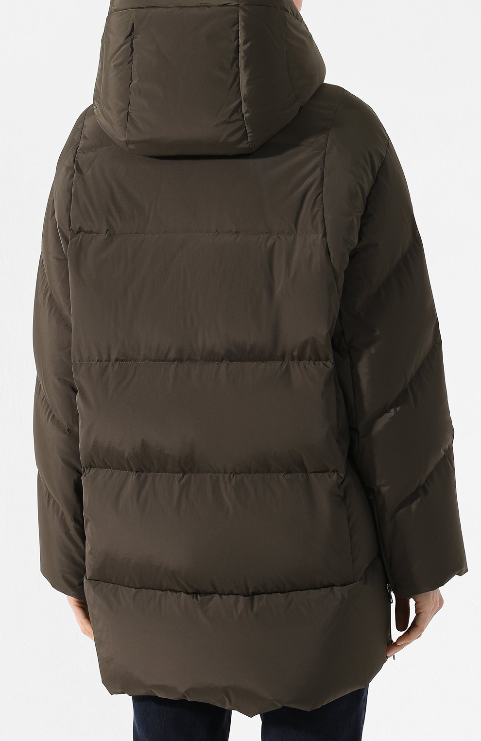 Стеганый пуховик с капюшоном WOOLRICH хаки цвета по цене 72250 руб., арт. WWCPS2599/PD40, фото 4 Стеганый пуховик с капюшоном WOOLRICH, арт. WWCPS2599/PD40, фото 4