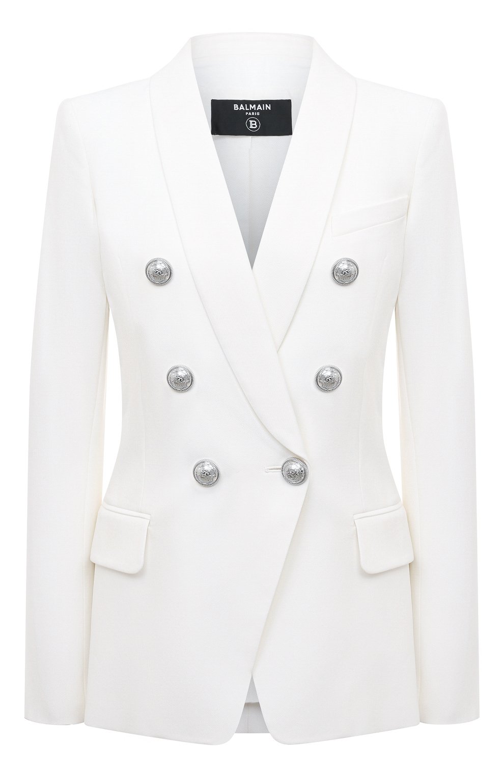 Жакет из вискозы и шерсти BALMAIN белого цвета по цене 250500 руб., арт. TF07471V093, фото 1 Жакет из вискозы и шерсти BALMAIN, арт. TF07471V093, фото 1