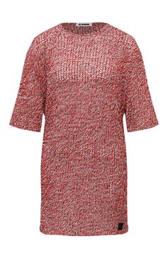 Женское хлопковое платье JIL SANDER красного цвета, арт. J40CT0155/J15406 | Фото 1 (Длина Ж (юбки, платья, шорты): Мини; Случай: Повседневный; Кросс-КТ: Трикотаж; Материал сплава: Проставлено; Материал внешний: Хлопок; Драгоценные камни: Проставлено; Рукава: 3/4; Стили: Минимализм; Женское Кросс-КТ: Платье-одежда)