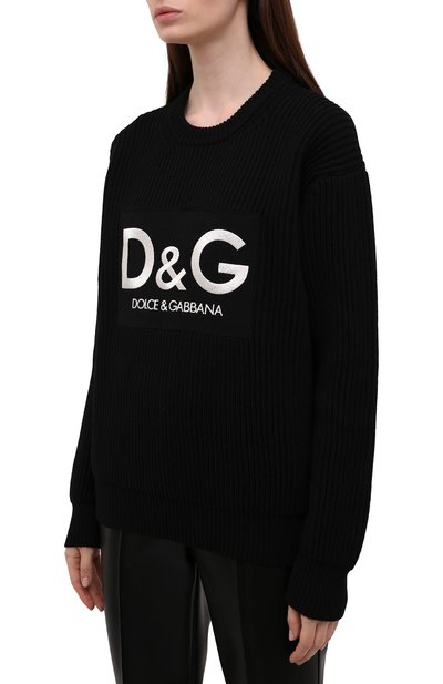 Шерстяной свитер DOLCE & GABBANA черного цвета по цене 108500 руб., арт. FX243Z/JBVG5, фото 3 Шерстяной свитер DOLCE & GABBANA, арт. FX243Z/JBVG5, фото 3