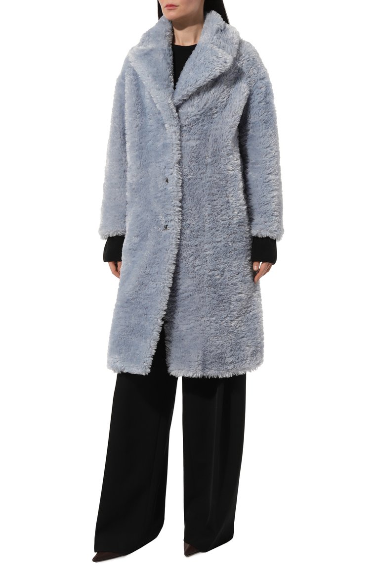 Женская комплект из шубы и сумки EMPORIO ARMANI голубого цвета, арт. H4NL1M/E9916 | Фото 3 (Длина (верхняя одежда): До колена; Материал внешний: Синтетический материал; Рукава: Длинные; Материал подклада: Синтетический материал; Женское Кросс-КТ: Эко�мех; Стили: Кэжуэл; Кросс-КТ: Куртка; Автоматизация состава: Проставлено; Автоматизация ТО: Проставлено)