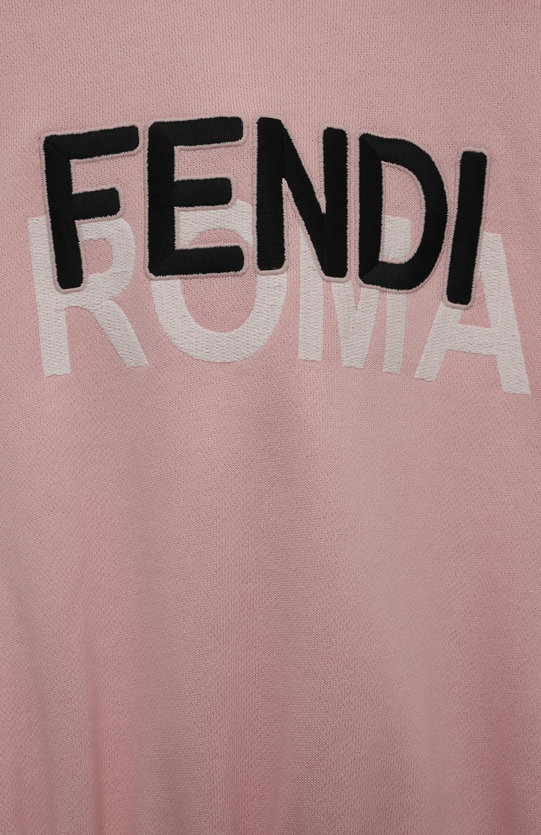 Детское хлопковое платье FENDI розового ц�вета, арт. JFB638/5V0/8A-12+ | Фото 3 (Рукава: Длинные; Материал внешний: Хлопок; Драгоценные камни: Проставлено; Материал сплава: Проставлено; Девочки Кросс-КТ: Платье-одежда; Случай: Повседневный; Ростовка одежда: 10 - 11 лет | 140 - 146см, 8 лет | 128 см, 13 - 15 лет | 158 см, 12 лет | 152 см)