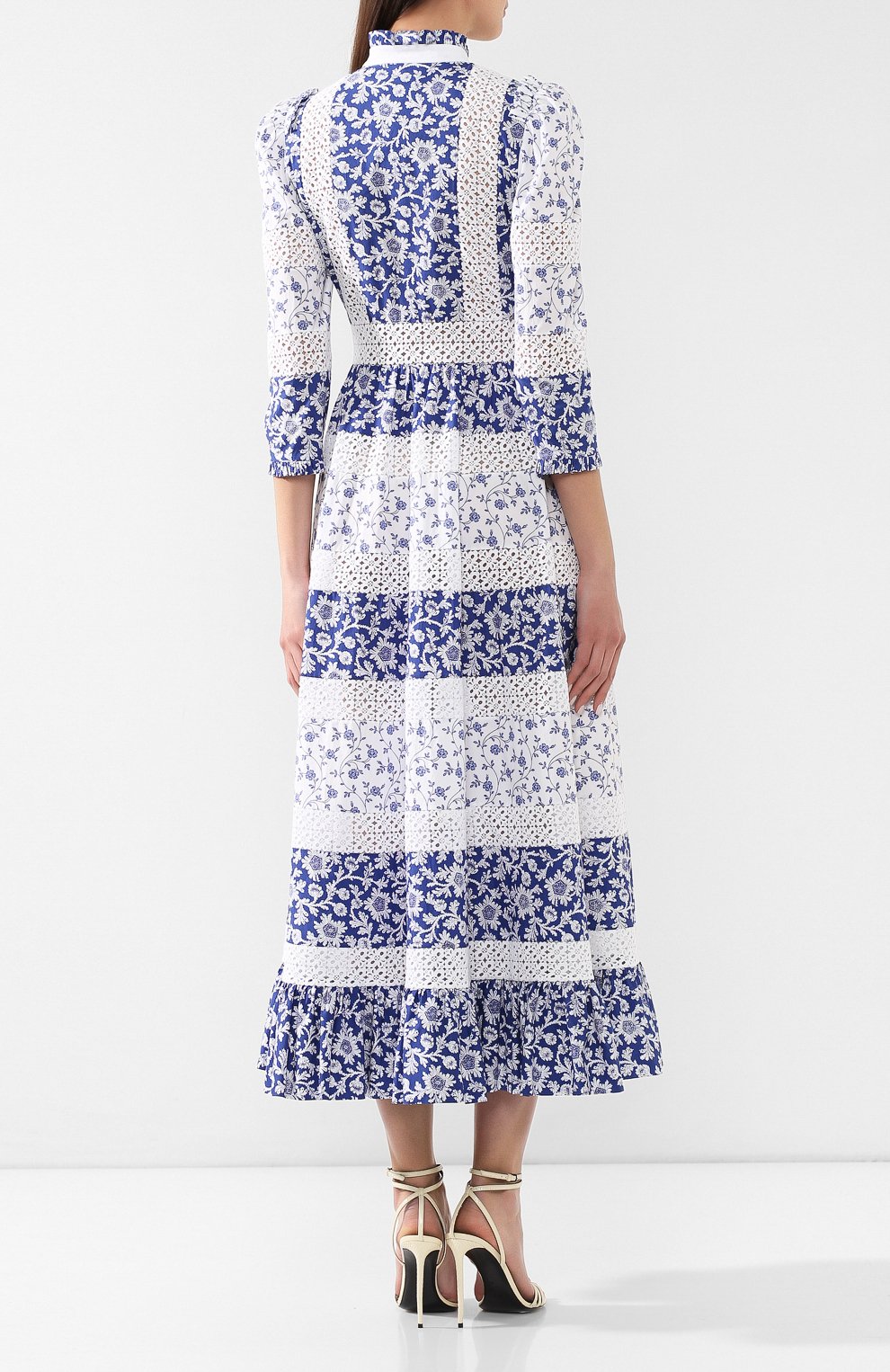 Хлопковое платье ALEXANDER MCQUEEN синего цвета по цене 479500 руб., арт. 558739/QMC08, фото 4 Хлопковое платье ALEXANDER MCQUEEN, арт. 558739/QMC08, фото 4