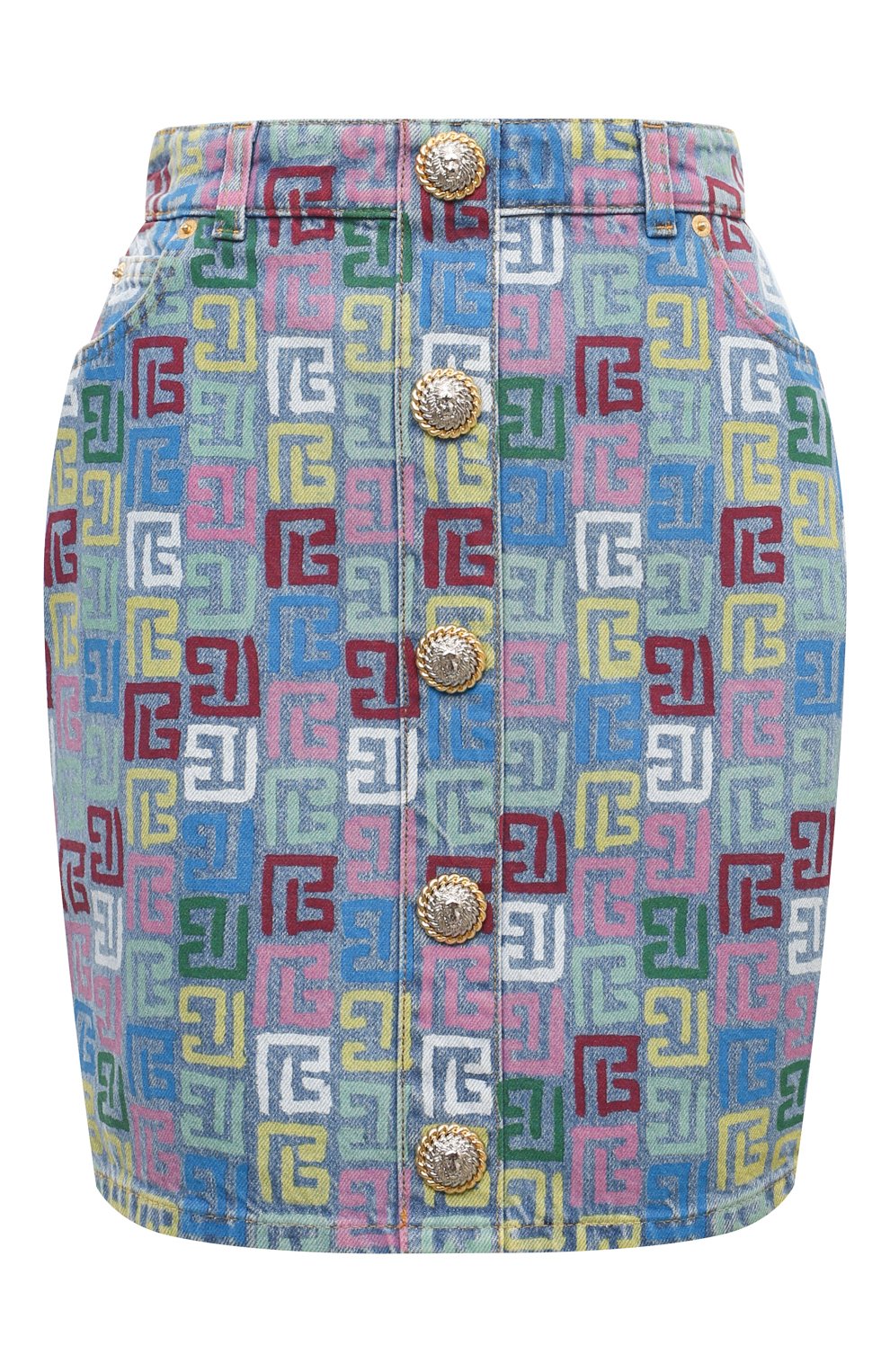 Джинсовая юбка BALMAIN разноцветного цвета по цене 132000 руб., арт. DF1LBA26/DE71, фото 1 Джинсовая юбка BALMAIN, арт. DF1LBA26/DE71, фото 1