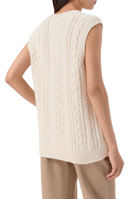 Хлопковый жилет 12 STOREEZ 135842 Кремовый  135842 Фото 4