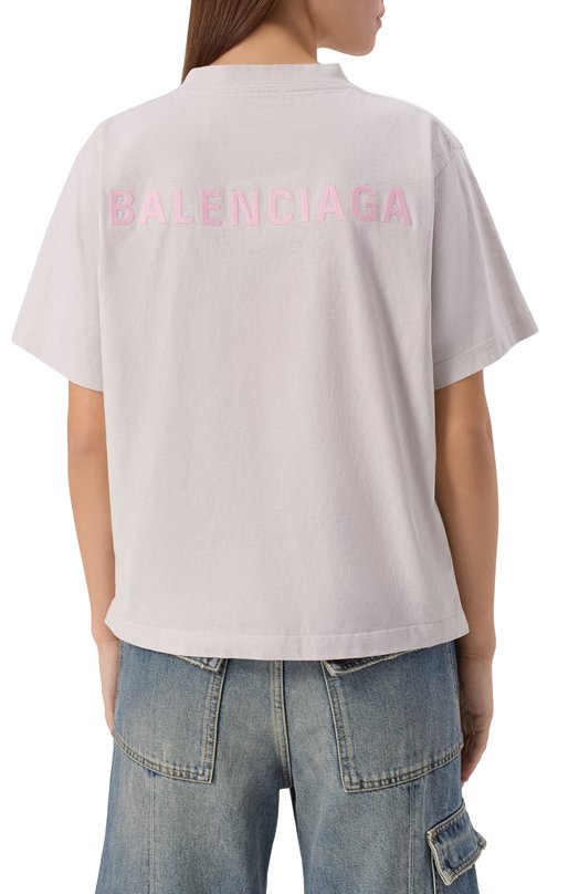Хлопковая футболка Balenciaga 850990/TTVJ1 Серый  850990/TTVJ1 Фото 4