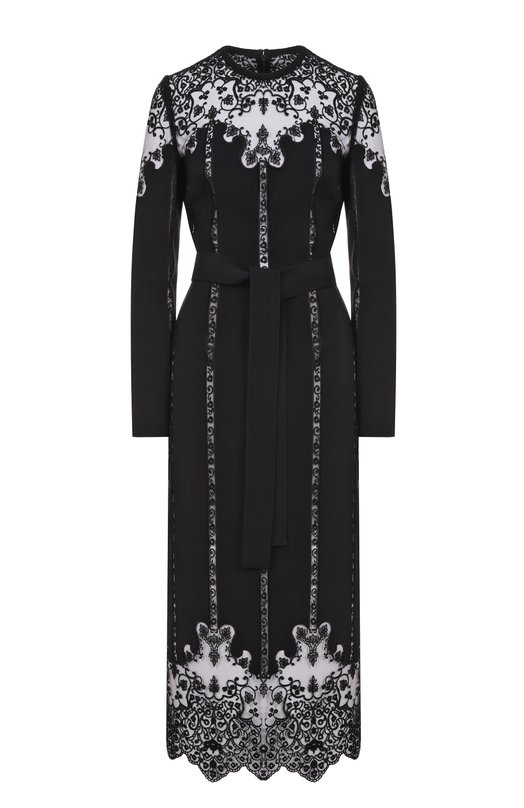 Платье изо льна и шелка Elie Saab D0815NP25/YAC07 Чёрный D0815NP25/YAC07
