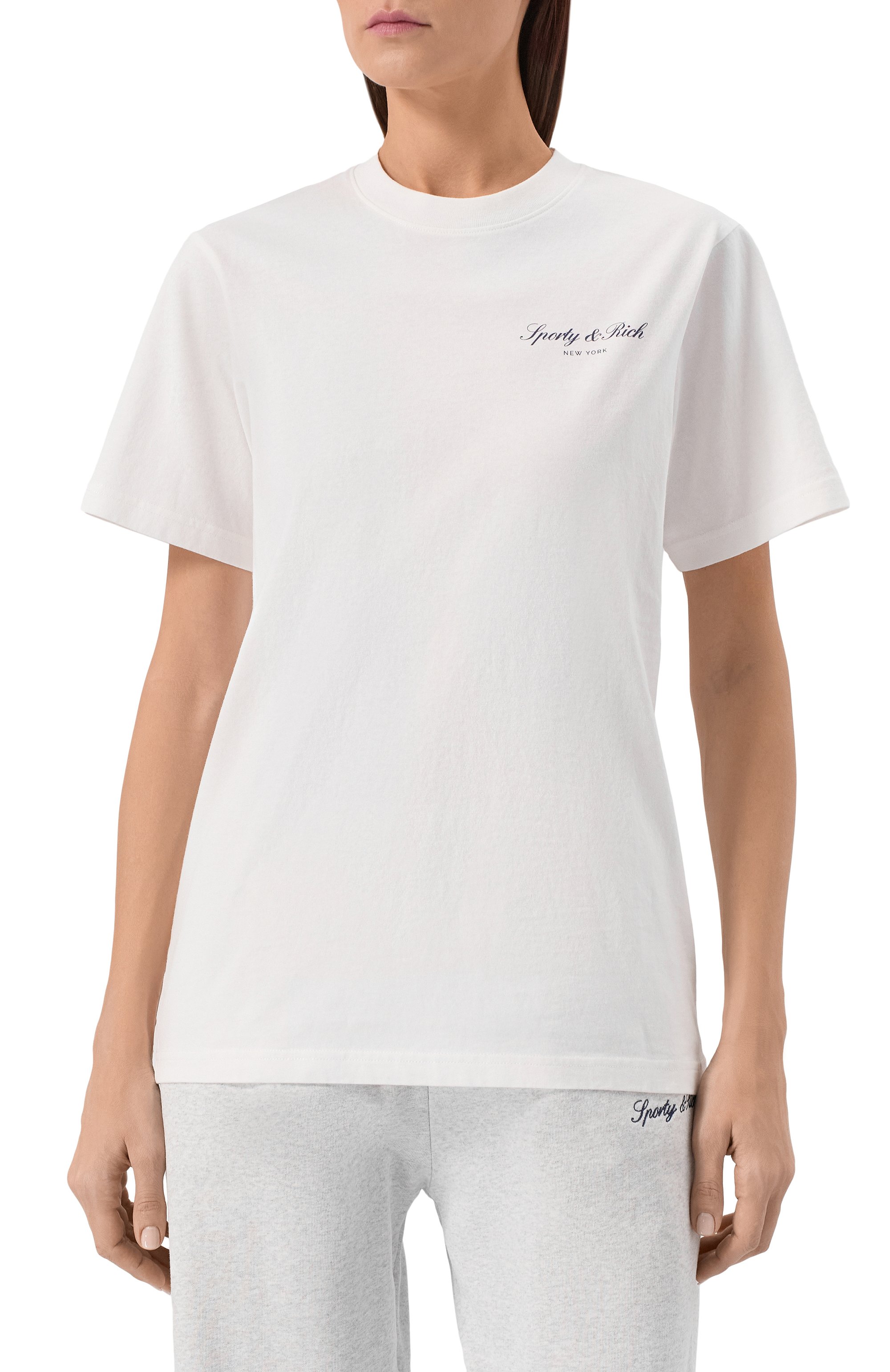 Хлопковая футболка SPORTY AND RICH, арт. T004368329WH01, фото 3