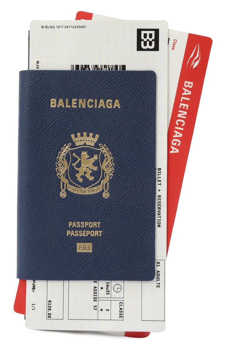 Мужской кожаное портмоне passport BALENCIAGA темно-синего цвета, арт. 787777/2AA3R | Фото 1 (Нос: Не проставлено; Материал: Пластик, Натуральная кожа; Автоматизация состава: Проставлено)