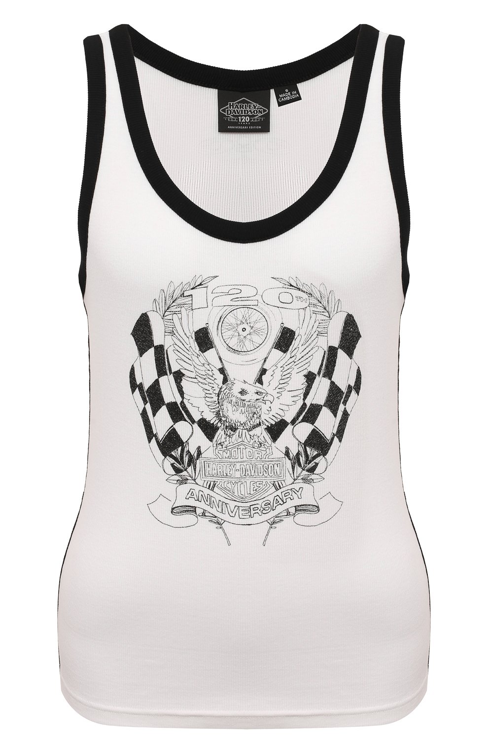 Майка 120th anniversary HARLEY-DAVIDSON белого цвета по цене 14070 руб., арт. 97496-23VW, фото 1 Майка 120th anniversary HARLEY-DAVIDSON, арт. 97496-23VW, фото 1