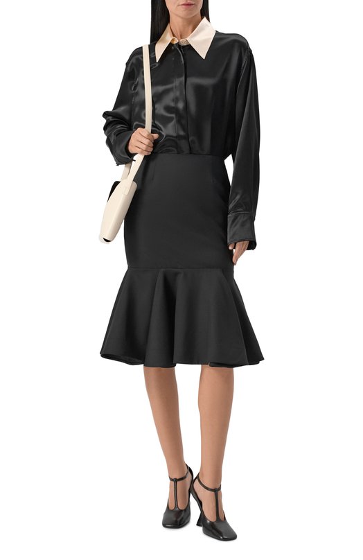 Атласная рубашка Jil Sander J03DL0208/J66292 Чёрный  J03DL0208/J66292 Фото 2