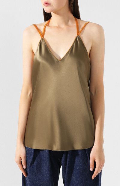 Топ из вискозы HELMUT LANG хаки цвета по цене 48850 руб., арт. J05HW503, фото 3 Топ из вискозы HELMUT LANG, арт. J05HW503, фото 3
