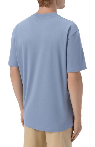 Хлопковая футболка LORO PIANA голубого цвета по цене 79950 руб., арт. FAM8924_001, фото 4 Хлопковая футболка LORO PIANA, арт. FAM8924_001, фото 4