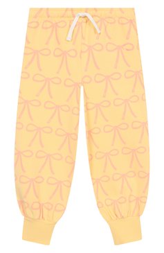 Детские хлопковые джоггеры TINYCOTTONS желтого цвета, арт. SS25-057 | Фото 1 (Материал внешний: Хлопок; Нос: Не проставлено; Девочки Кросс-КТ: Джоггеры-одежда; Автоматизация состава: Проставлено; Ростовка одежда: 10 - 11 лет | 140 - 146см, 2 года | 92 см, 4 года | 104 см, 3 года | 98 см, 8 лет | 128 см, 6 лет | 116 см)